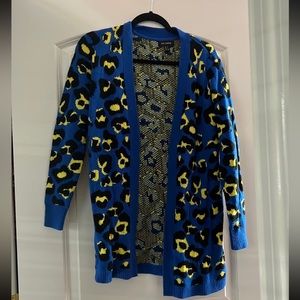 Blue and Yellow Leopard Print Cardigan Size XS